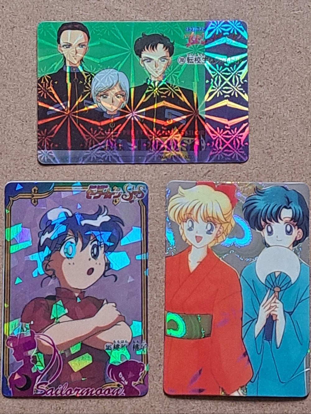 Vintage Sailor Moon 90s Holographic Sticker Cards Lot of 3